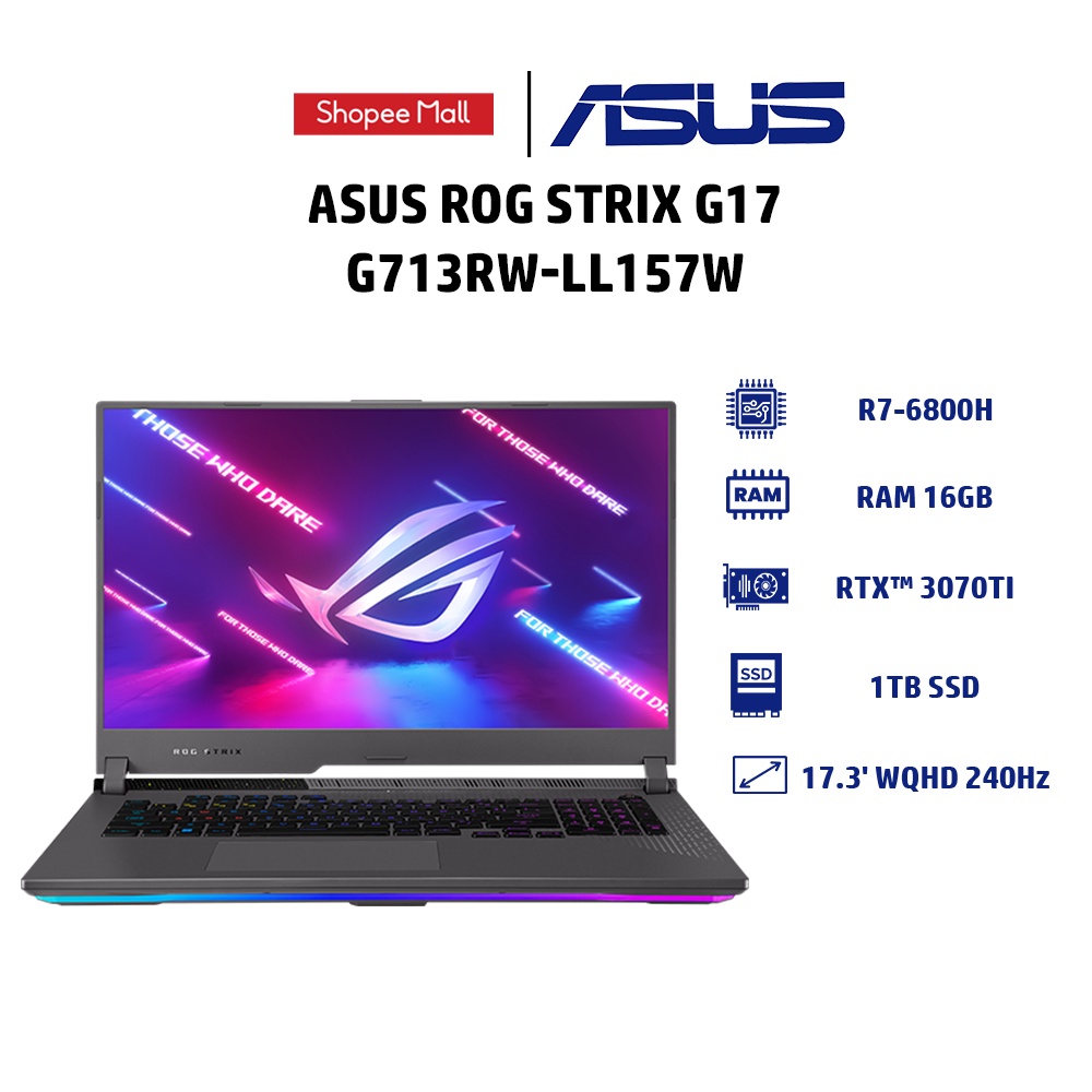 Laptop ASUS ROG Strix G17 G713RW-LL157W R7-6800H |16GB | 1TB |GeForce RTX™ 3070Ti 8GB