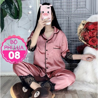 ĐỒ BỘ PHI LỤA TAY LỠ REN QUẦN DÀI MẶC MÁT LỤA 08