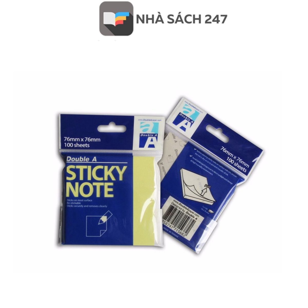 Giấy nhớ - Giấy Note Double A (3in x 3in) Bám mực tốt,viết êm, Tính tiện dụng cao Bản giấy khá lớn,có thể ghi chép nhiều