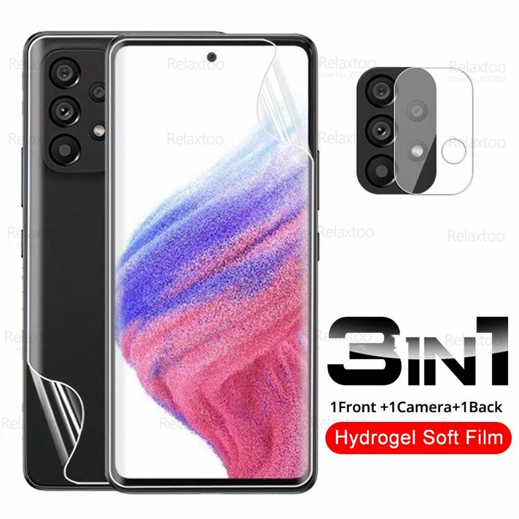 Phim Hydrogel 3 trong 1 cho Samsung Galaxy A03 A13 A23 A33 A53 A73 5G 4G Kính bảo vệ ống kính máy ảnh trước và sau Kính không cường lực