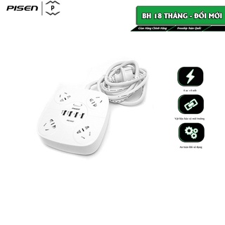Ổ cắm điện Pisen KY-44 (4xAC, 4xUSB ) - Hàng chính hãng