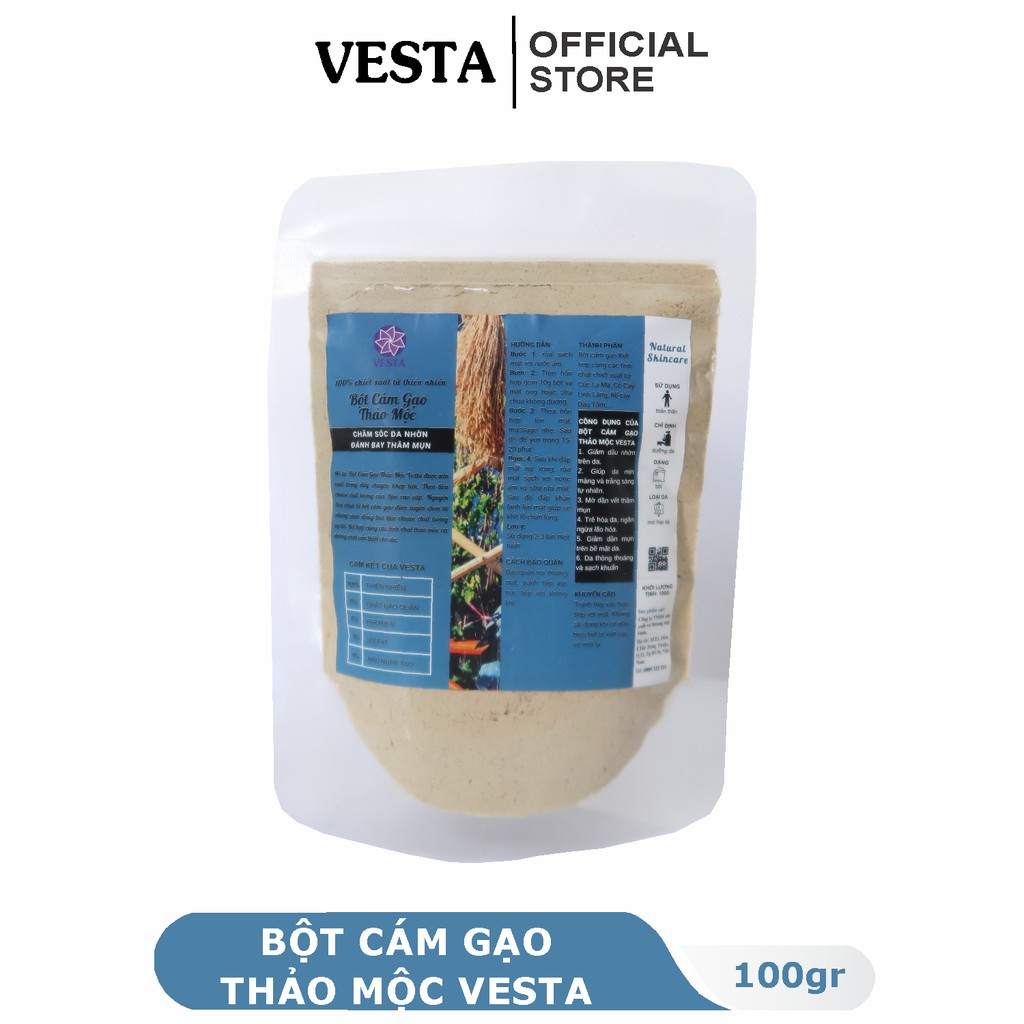 Bột Cám Gạo Thảo Mộc Nguyên Chất Vesta 100gr