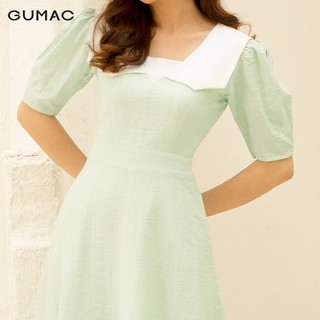 Đầm nữ phối lá cổ trắng DA10125 GUMAC