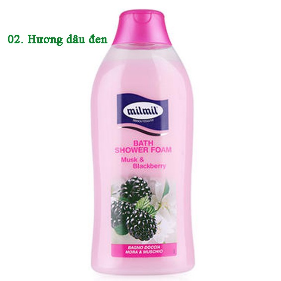 Sữa tắm xạ hương trắng Milmil Bath Shower Foam White Musk Cao cấp Italy 750ml - Hàng chính hãng