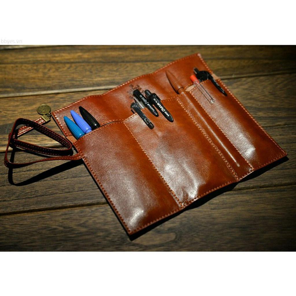 Túi văn phòng phẩm bằng da PU phong cách retro