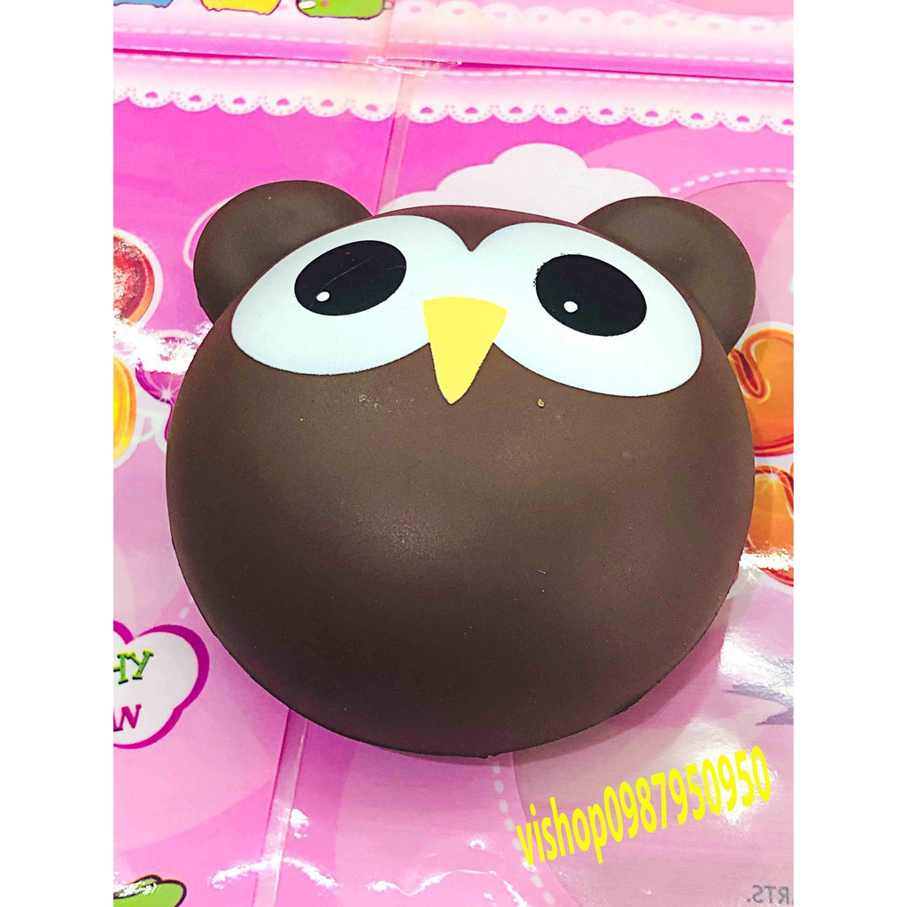 ĐỒ CHƠI SQUISHY BÁNH MẶT CÚ MÈO NÂU