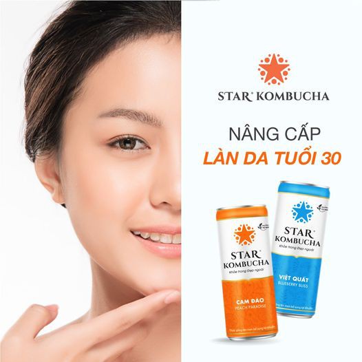 Thùng 12 lon trà STAR KOMBUCHA - Trà lên men vi sinh chứa probiotics giúp bảo vệ sức khoẻ
