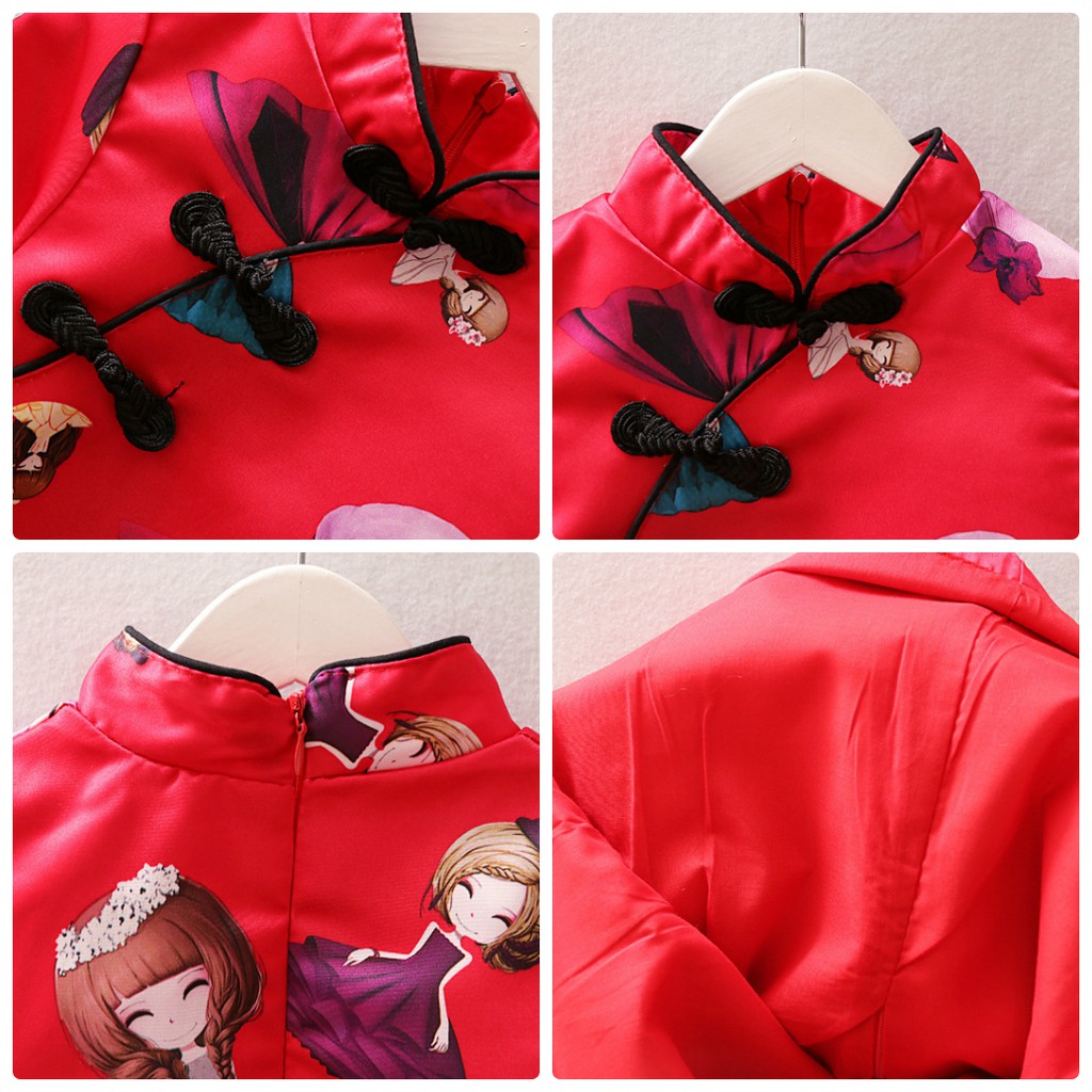 Váy lụa cổ tàu 2 lớp cho bé Gái (Hàng Quảng Châu loại 1)