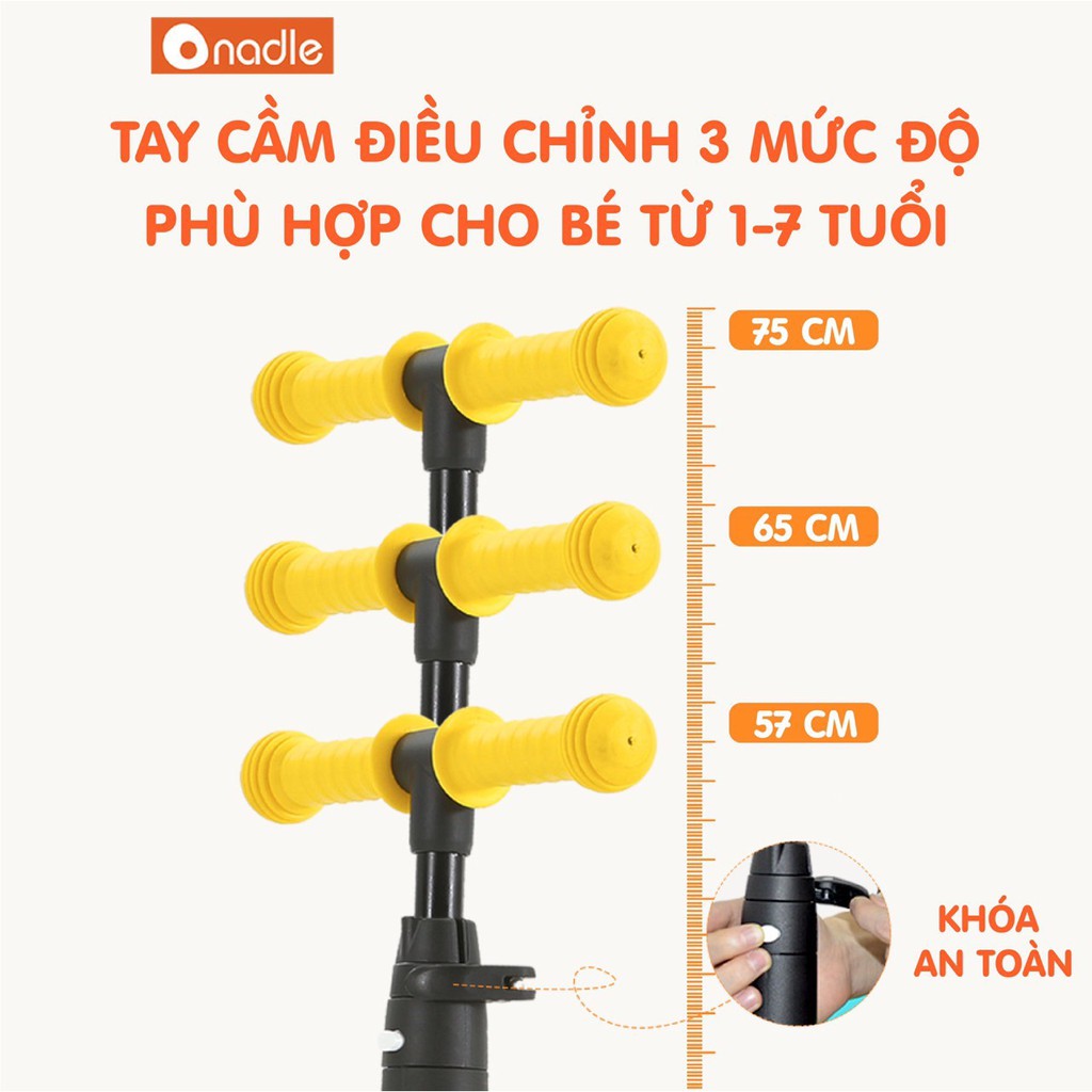 [LONTON MART] _ Xe biến hình Scooter, chòi chân, cân bằng 3 trong 1 cho bé từ 1 tới 7 tuổi Nadle TF3  [CHÍNH HÃNG]