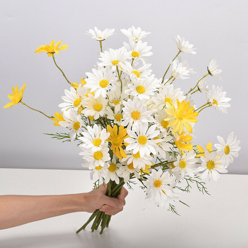 White Daisy Artificial Flowers Long Branch Bouquet for Home Wedding Garden Decoration DIY Bridal Silk Fake Flower Accessories