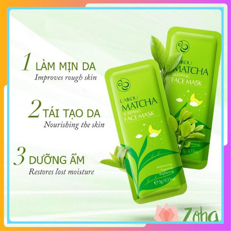 Mặt nạ ngủ MATCHA LAIKOU dưỡng ẩm, chống lão hóa giảm mụn và ngăn bã nhờn cho da kết hợp phục hồi da qqq