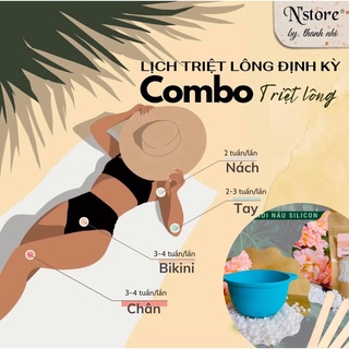 combo chén silicon sáp wax và mỡ trăn triệt lông không nồi