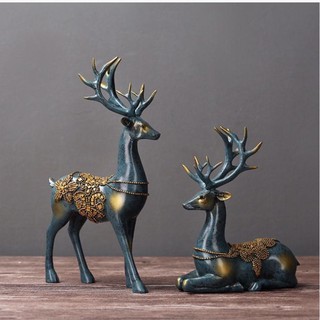 Cặp tượng hươu nai decor trang trí nhà cửa siêu đẹp và sang trọng