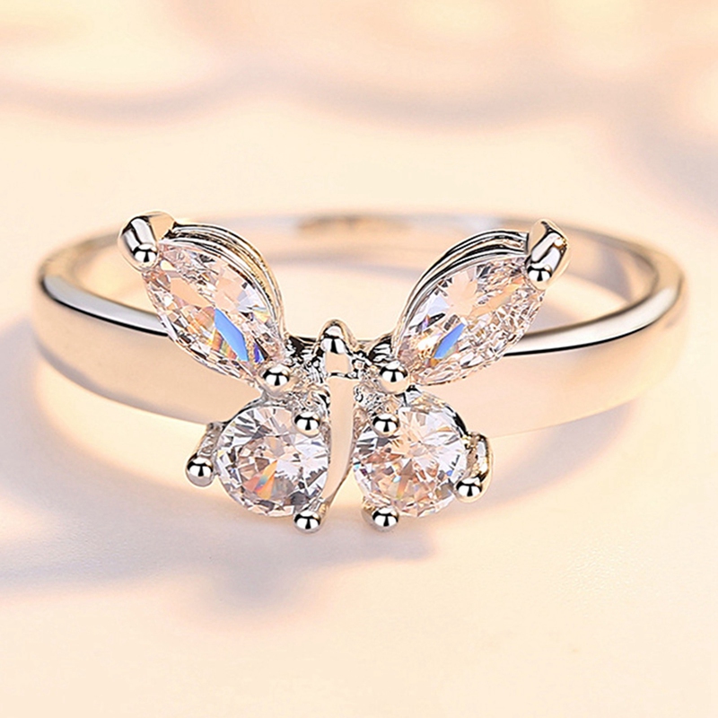 Nhẫn Bạc 925 Đính Đá Sapphire Trắng Sz 5-10