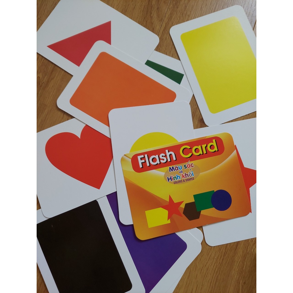 Thẻ học thông minh kích thước lớn 12x16cm chủ đề hình khối -  Flashcard TGXQ Glenn doman chuẩn