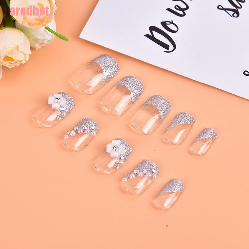 Bộ 24 Móng Tay Giả Đính Kim Tuyến Lấp Lánh Sang Trọng Thời Trang