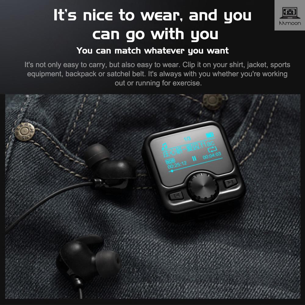 JNN M9 MP3 Player Portable Digital Music Player FM Radio Support BT Function with 3.5mm Headphones Metal Rechargeable Battery