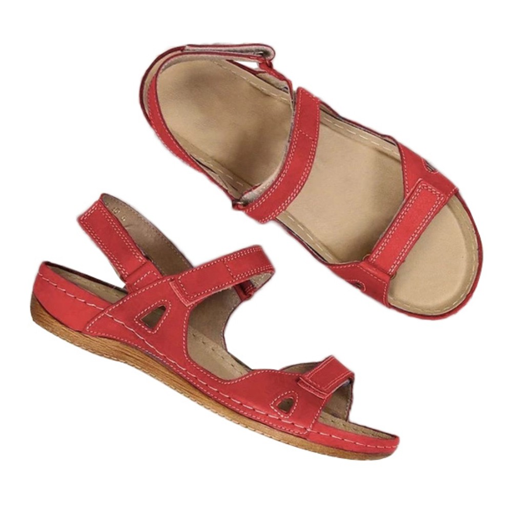 ♉Gd Women Fashion Low Wedge Heel Shoes Peep Toe Adjustable Double Strap Sandals