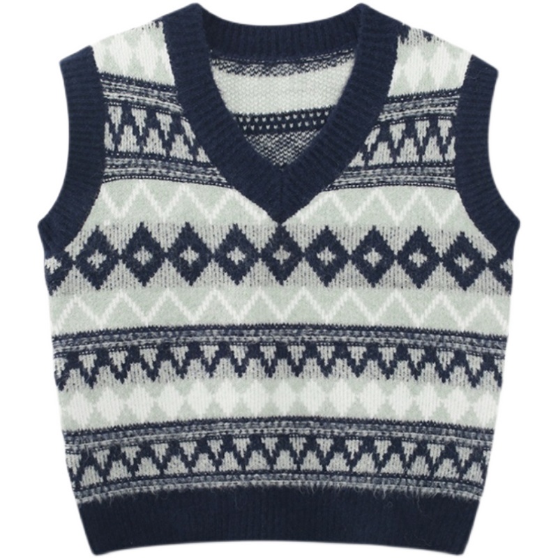 Áo dệt kim không tay cổ chữ v thời trang cho nữ