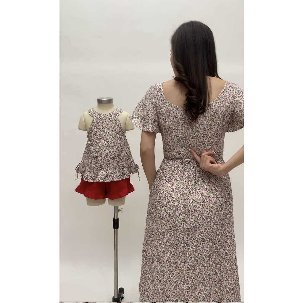 Đầm Hoa Nhí Mẹ &amp; Bé Cao Cấp 3 Đậu Đậu-SB39