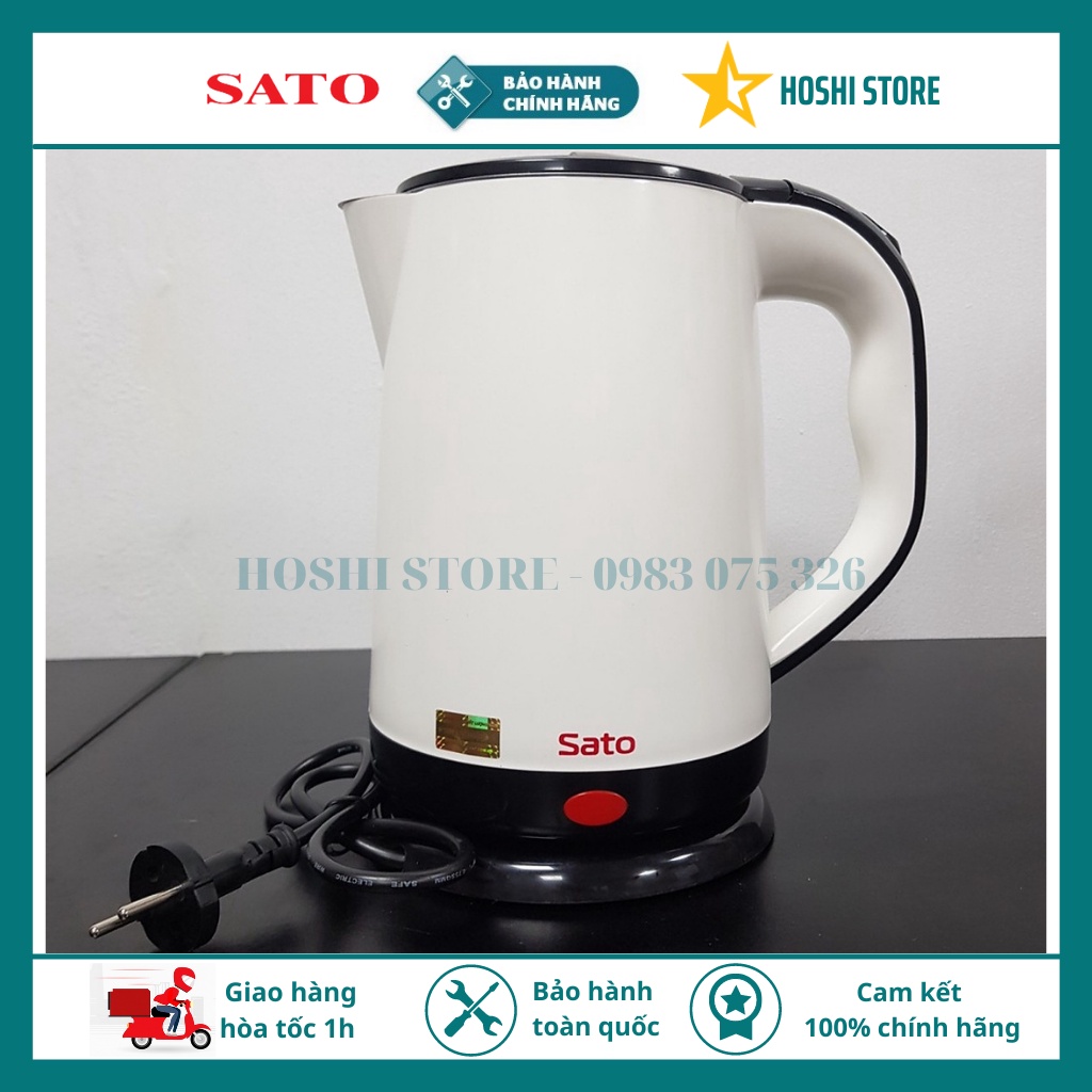 [CAO CẤP] Bình siêu tốc. Ấm siêu tốc Việt Nhật 1,8lít SATO 17ST72, ruột inox, vỏ nhựa PP chịu nhiệt, chống trầy xước