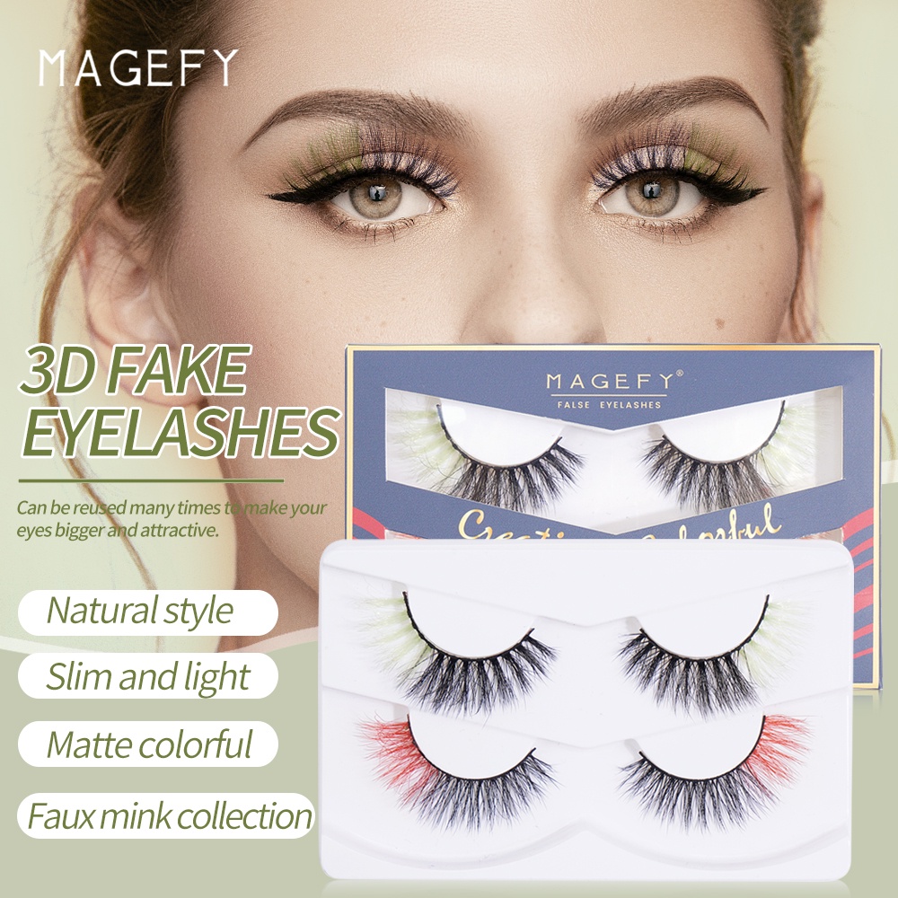 [Hàng mới về] Set 2 cặp lông mi giả MAGEFY cong dày màu sắc đa dạng