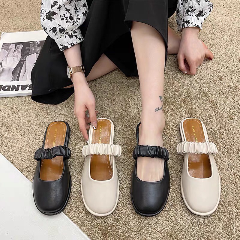 Sục Mary Jane nữ ulzzang đế bằng cao 3.5cm búp bê dáng Lolita cute quai cài ngang da mờ mới xinh đẹp mũi tròn hot