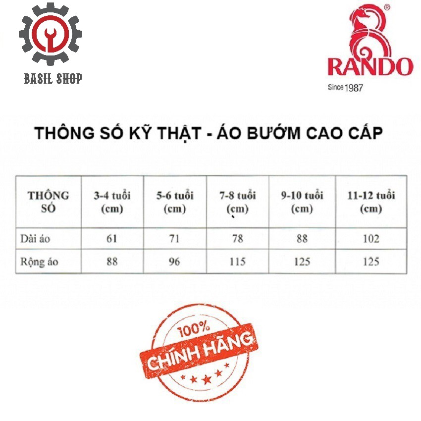 [ Áo mưa Thiên thần ] Áo mưa bướm trẻ em Rando dành cho bé có chiều cao từ 0.8m đến 1m45