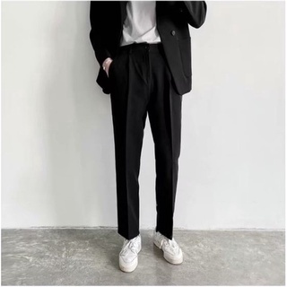 Quần âu nam vải lụa hàn co giãn, ống rộng không nhăn không xù loại tây âu Premium thời trang