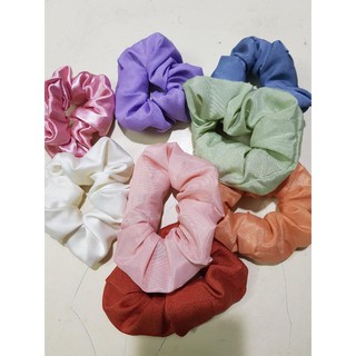 {Ảnh thật} cột tóc vải scrunchies von lụa ánh kim mềm xịn