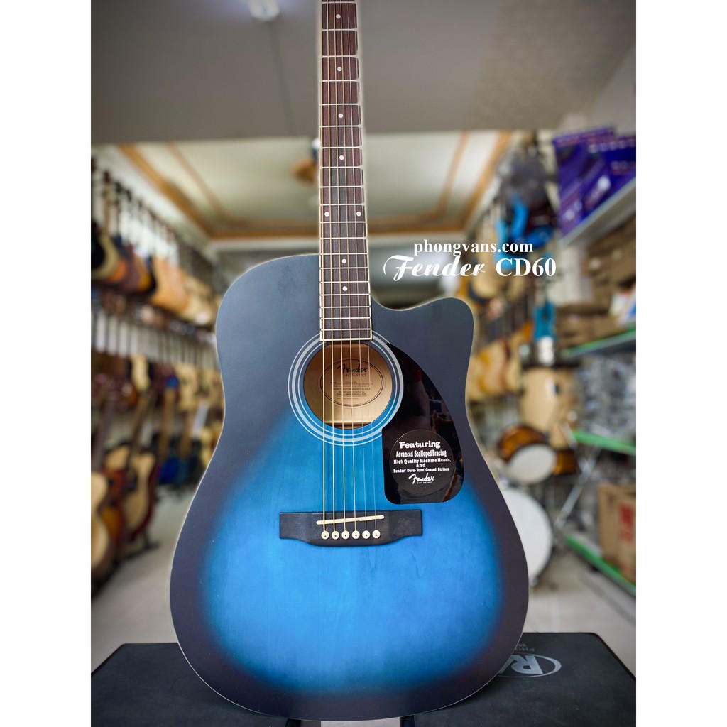 Đàn guitar acoustic Fender CD60 màu xanh [Tặng kèm full phụ kiện]