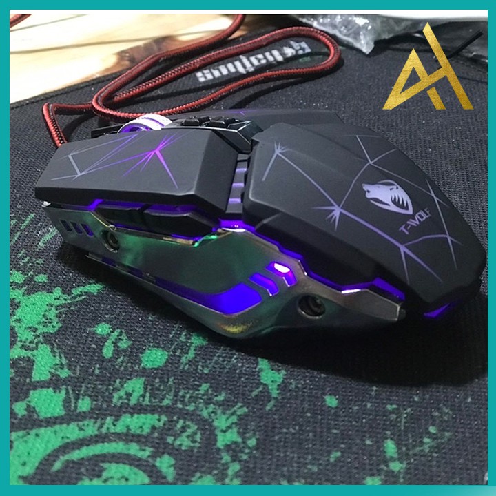 Chuột Máy Tính Có Dây Chuột Gaming LED RGB T-WOLF V7 Chuột Laptop PC Mouse Chơi Game