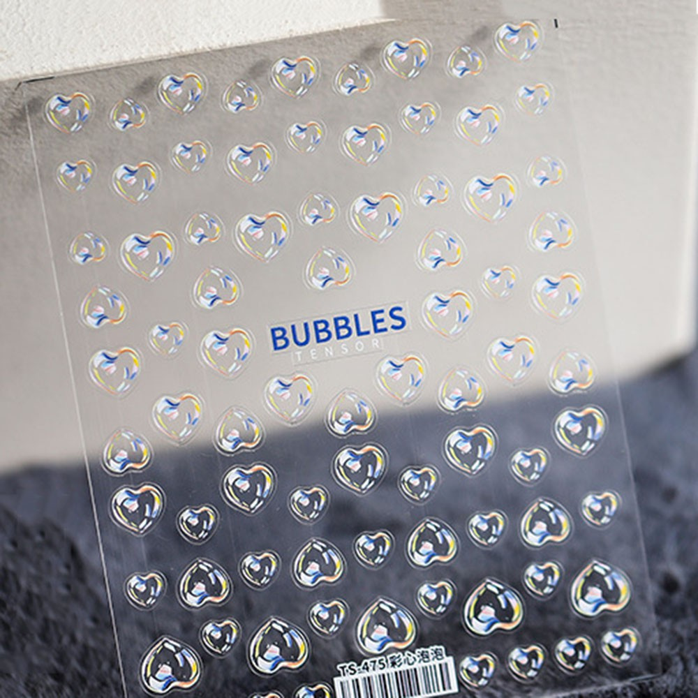 [Hàng mới về] Miếng dán trang trí móng tay hình trái tim/ bong bóng trong suốt 5d DiY