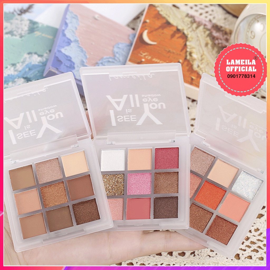 Bảng Phấn Mắt Nhũ Lì 9 Ô Lameila I See You Lameila P0396