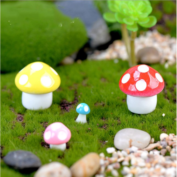 Mô hình nấm tán tròn cỡ 2.6 x 2.5cm dùng trang trí tiểu cảnh, terrarium, móc khóa, DIY