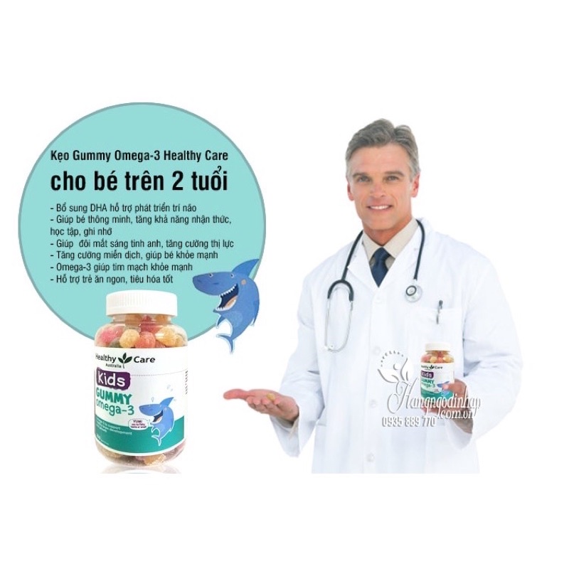Kẹo dẻo Gummy Omega 3 Healthy Care Úc