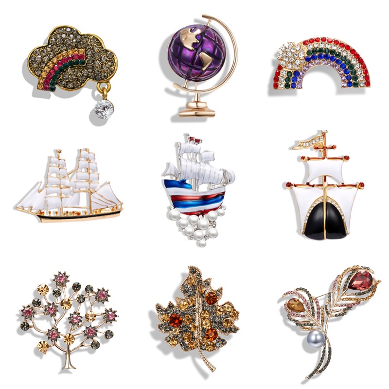 Ghim Cài Áo Hình Đám Mây / Cầu Vồng / Thuyền Buồm Kiểu Vintage Thời Trang Xuân Thu