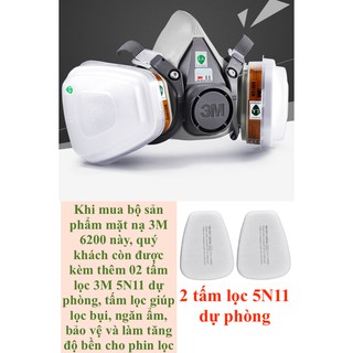 Bộ mặt nạ 3M 6200 Or 3M 6100 phin lọc 3M 6001CN full đủ 9 chi tiết gồm 1 mặt nạ, 2 phin lọc, 2 nắp giữ, 4 tấm lọc bụi