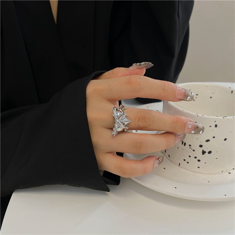 Nhẫn Hở Hình Trái Tim Phong Cách punk Thời Trang