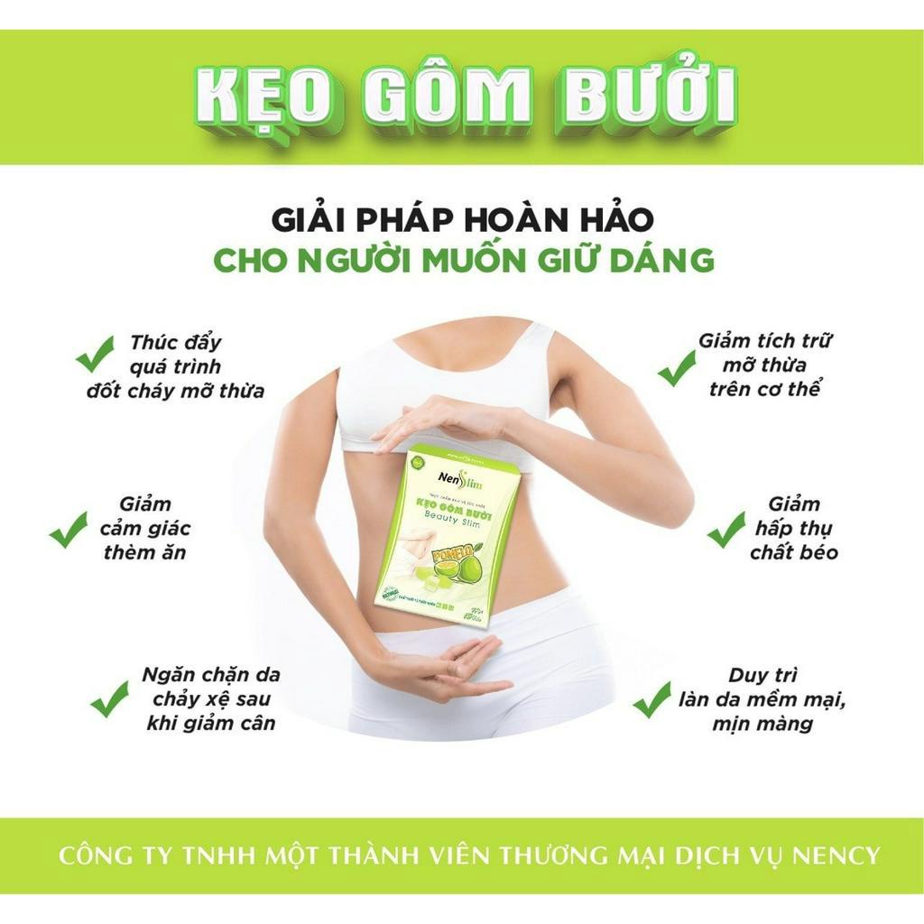 Kẹo gôm bưởi giảm cân Nenslim Chính hãng Kẹo gôm bưởi giảm cân an toàn hiệu quả không gây mệt mỏi hộp 8 viên
