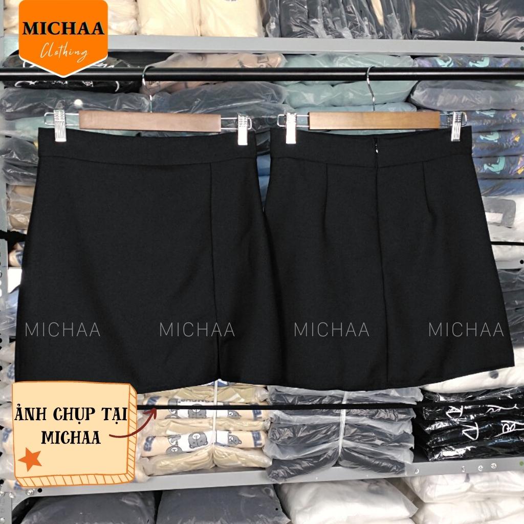 Chân Váy CHỮ A XẺ TÀ Trước Ngắn Công Sở Có Lót Trong Lưng Cạp Cao Trẻ Trung - MICHAA