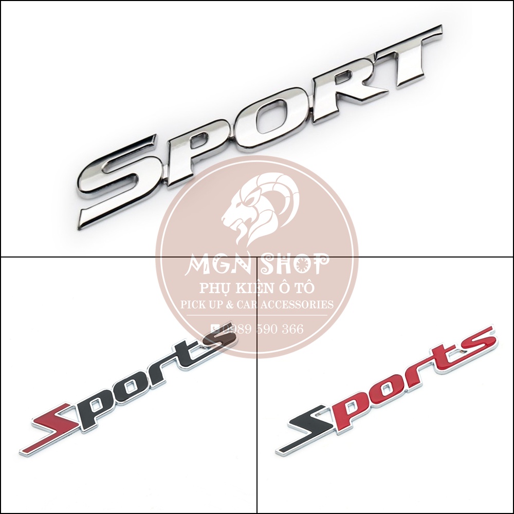 [Decal] [Chữ dán] [SPORT] [Màu bạc] [Màu đen / đỏ]