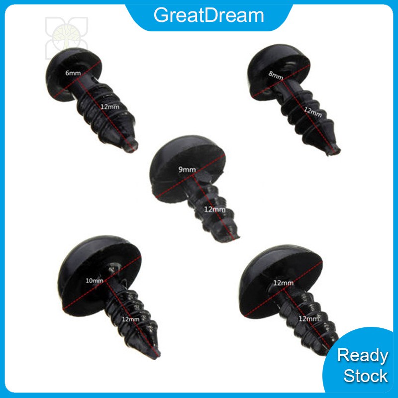 Set 100 Mắt Nhựa Đen 6-12mm Làm Thú Nhồi Bông | BigBuy360 - bigbuy360.vn