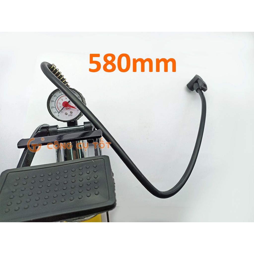Bơm xe đạp chân 1 ống pitong áp 100psi 7 cân hơi hiệu LS+ dùng cho xe đạp, xe máy và ô tô,..
