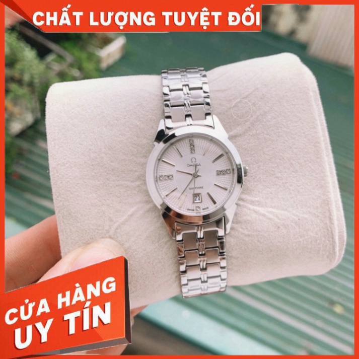 Đồng Hồ Nữ omega Sapphire OM037 Case 28mm TRẮNG Máy Pin Nhật