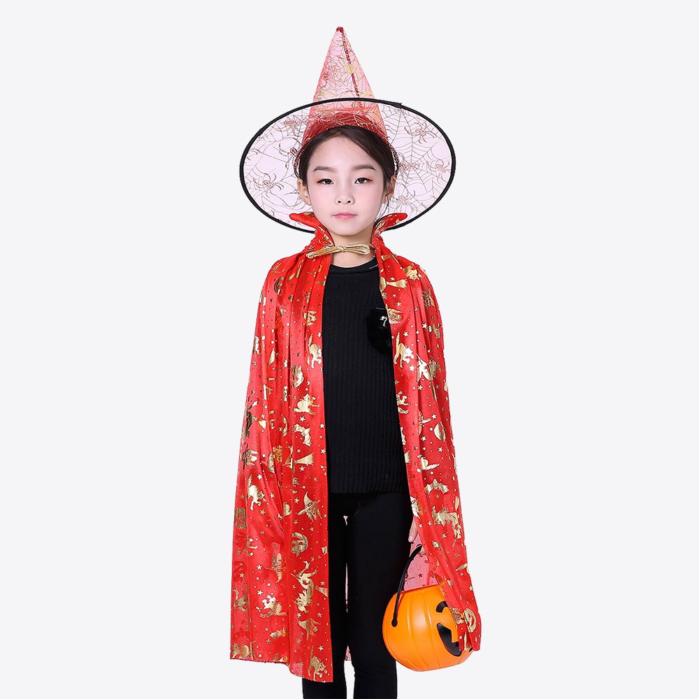 Bộ trang phục hóa trang lễ hội haloween áo choàng kèm mũ và giỏ bí ngô