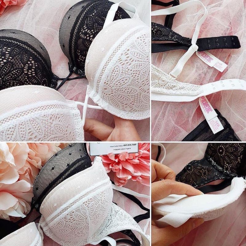 Bộ ren Pink 2 lớp SIÊU ĐẨY, áo có gọng, mút dày mềm mại | BigBuy360 - bigbuy360.vn