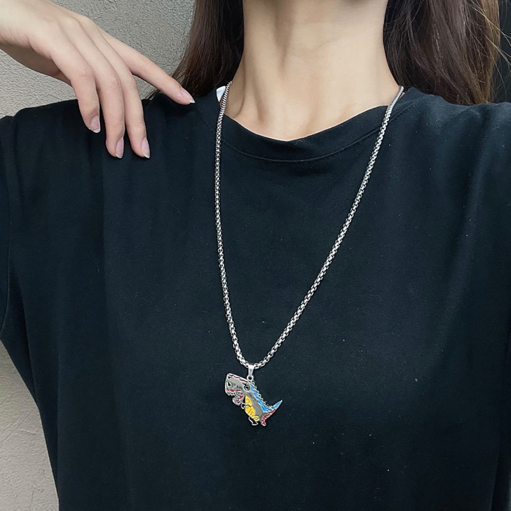 Dây chuyền mặt hình khủng long dễ thương phong cách Hàn Quốc cho nam và nữ