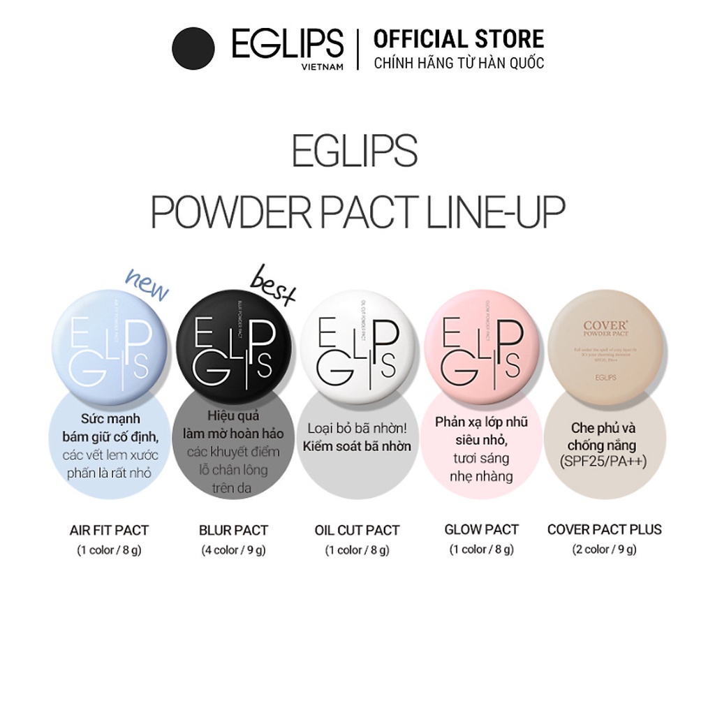Phấn Phủ Siêu Mịn, Giúp Che Phủ Lỗ Chân Lông Và Khuyết Điểm Eglips - About Tone Blur Powder Pact