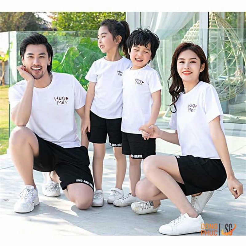 Áo thun gia đình độc đáo đồng phục gia đình 3 4 5 người màu trắng thun cotton mềm mịn GD426T DONGPHUCSG